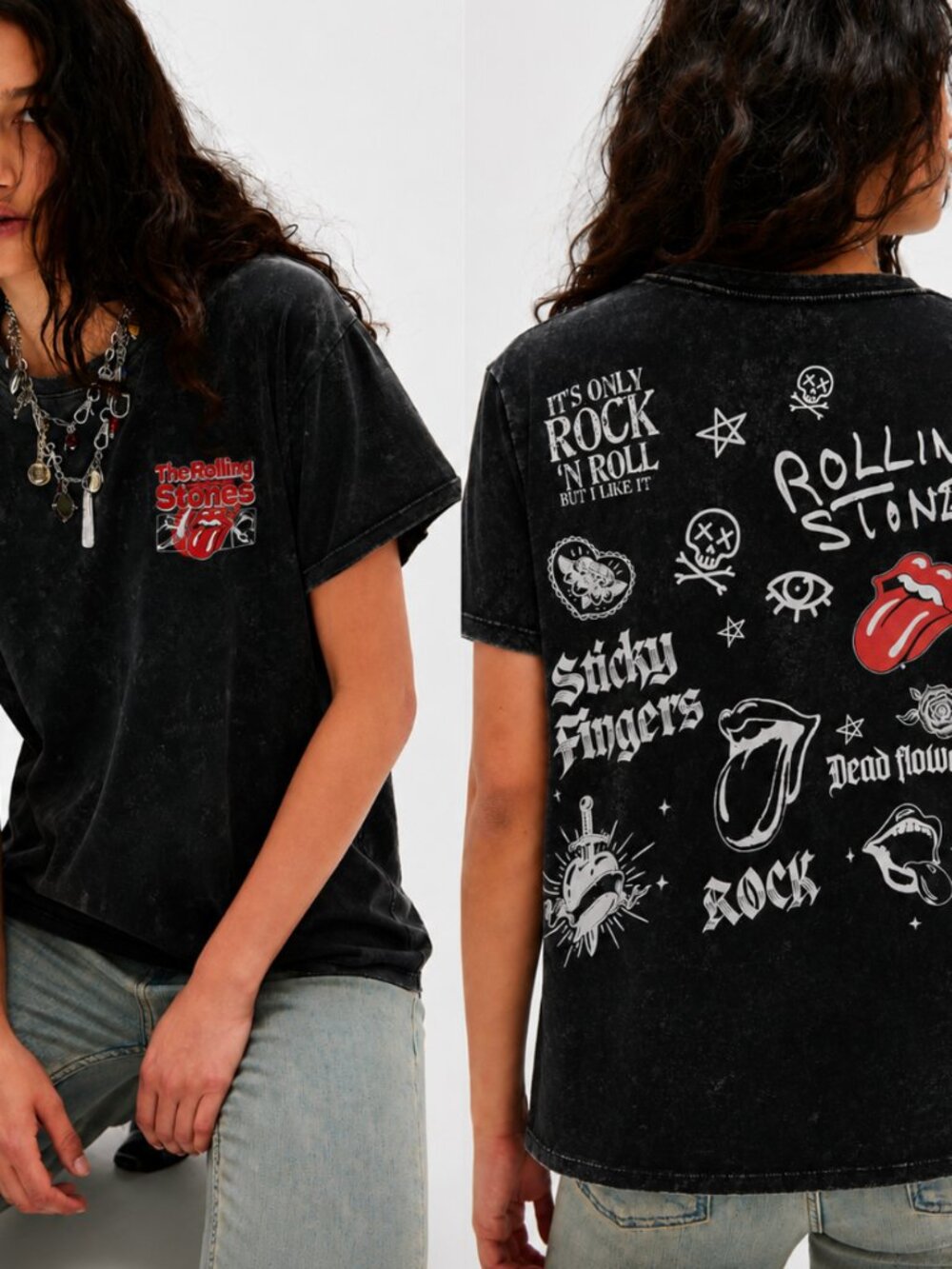 THE ROLLING STONES ACID WASH GRAPHIC TEE